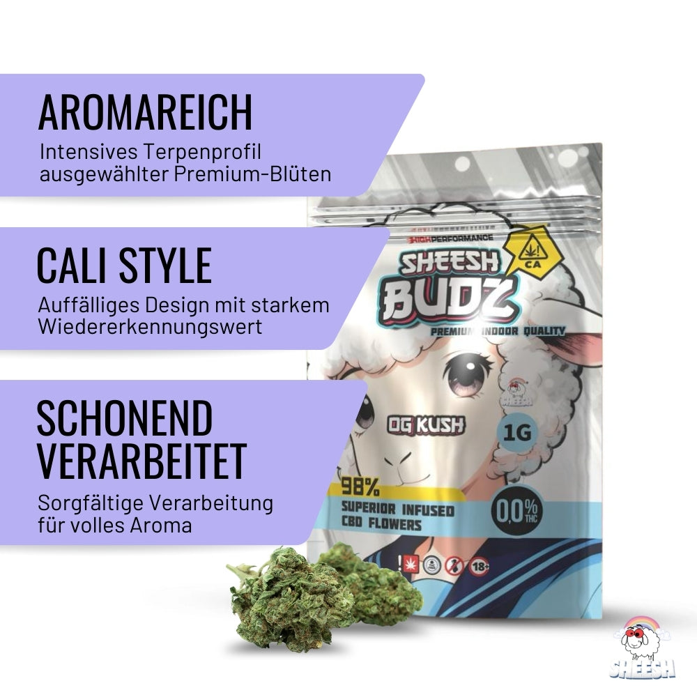 SHEESH Budz - CBD Flowers - OG - Kush - 1g