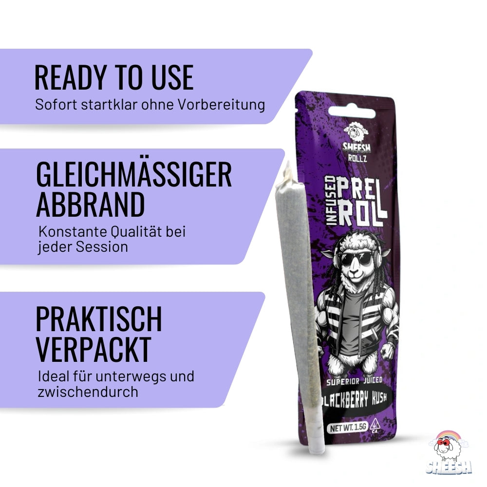 SHEESH Rollz - Blackberry Kush - 1.5g Pre Roll