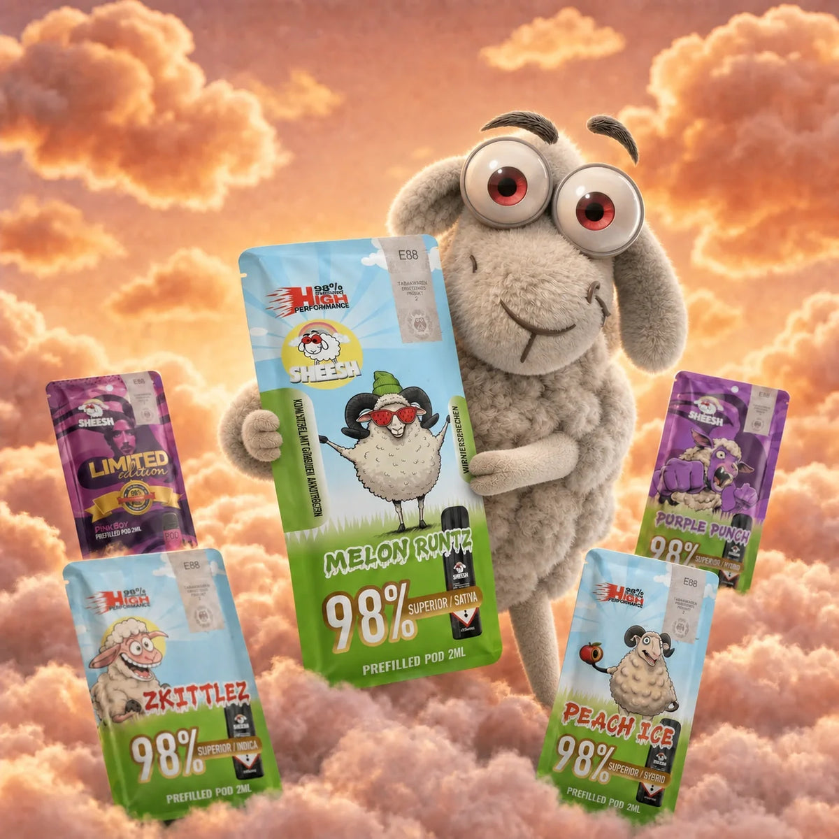 Mix and Match Bundle mit fünf SHEESH Superior Pods zu je 2 ml