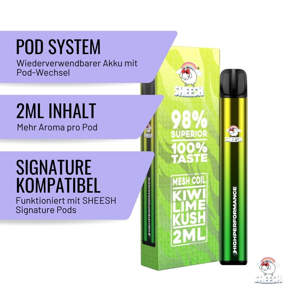 SHEESH - True Taste Line - Kiwi Lime Kush - Vape supérieur 2 ml