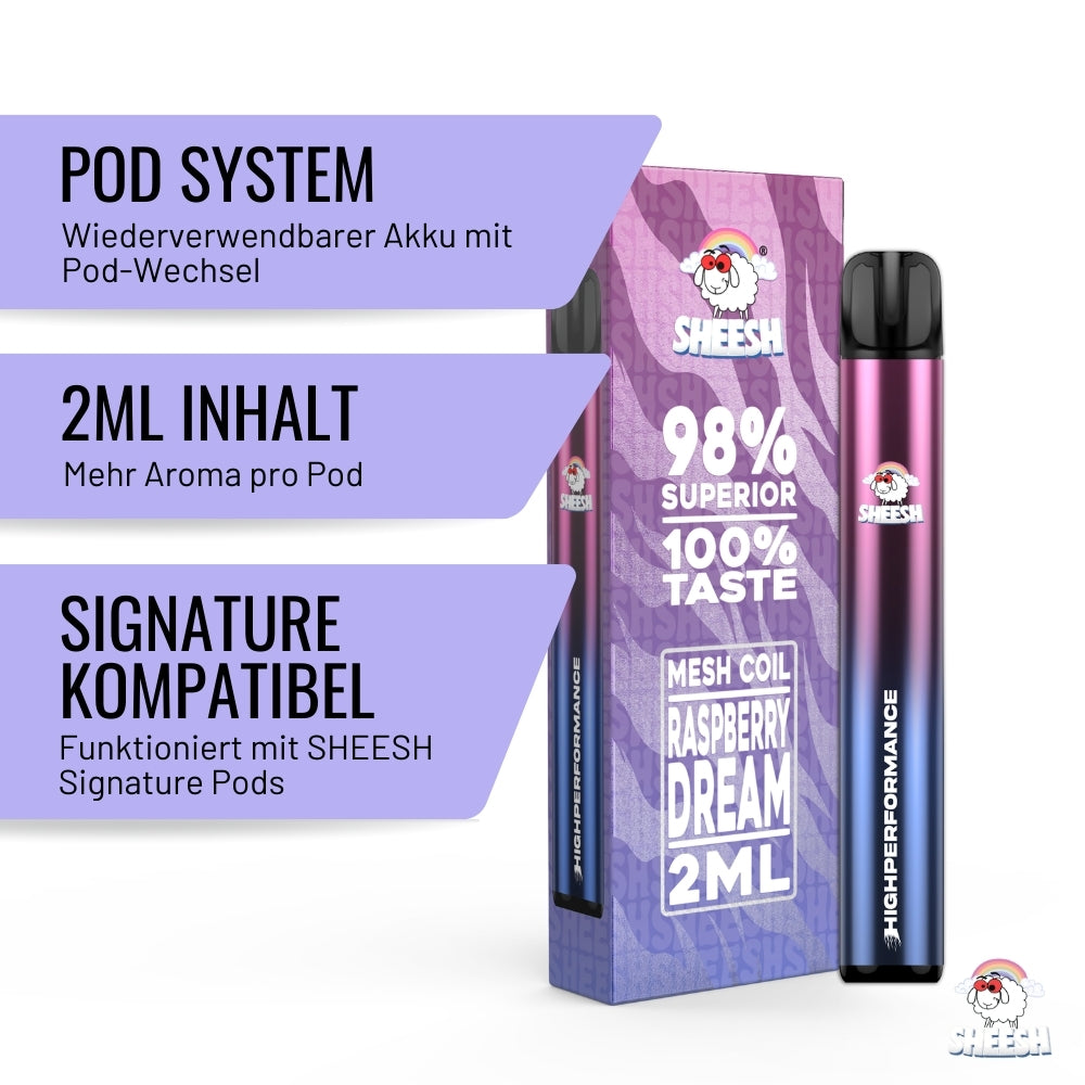 SHEESH - True Taste Line - Raspberry Dream - Vape supérieur 2 ml