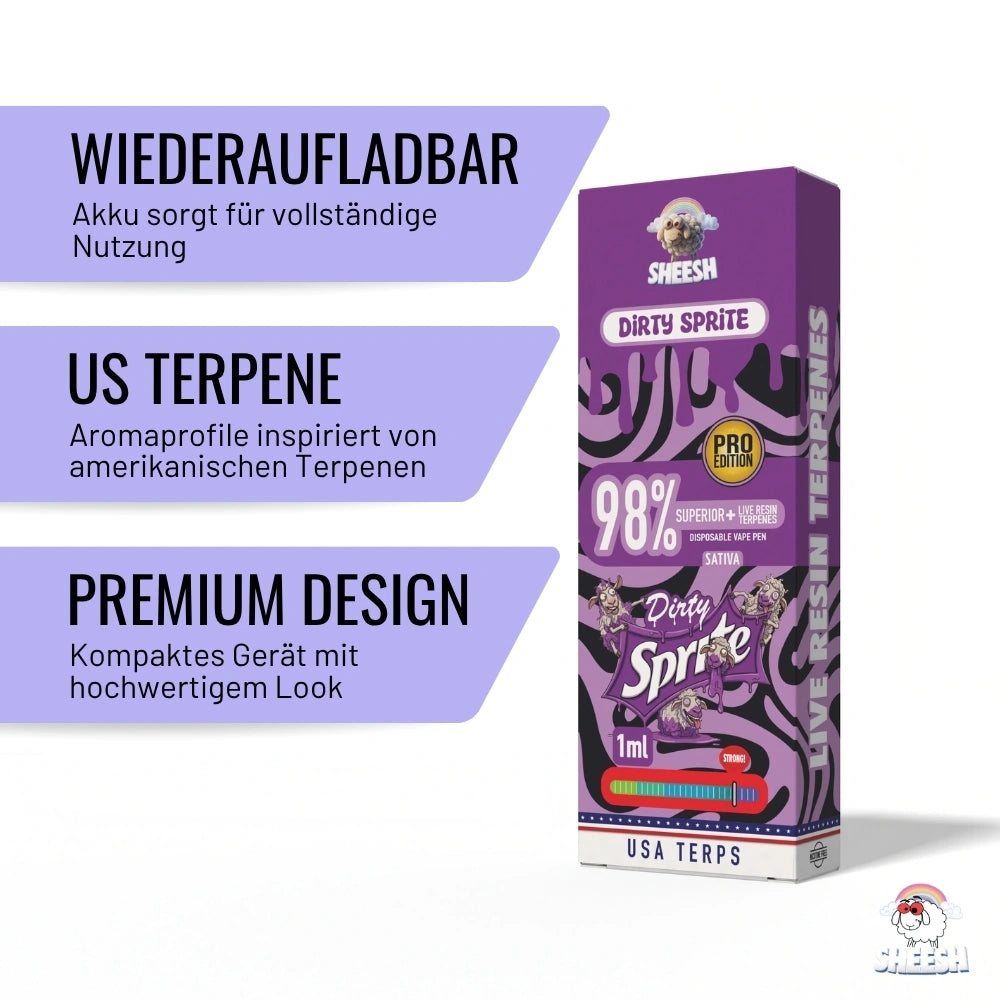 SHEESH - Superior Vape Pro Edition - Dirty Sprite - 1ml Einweg Vape